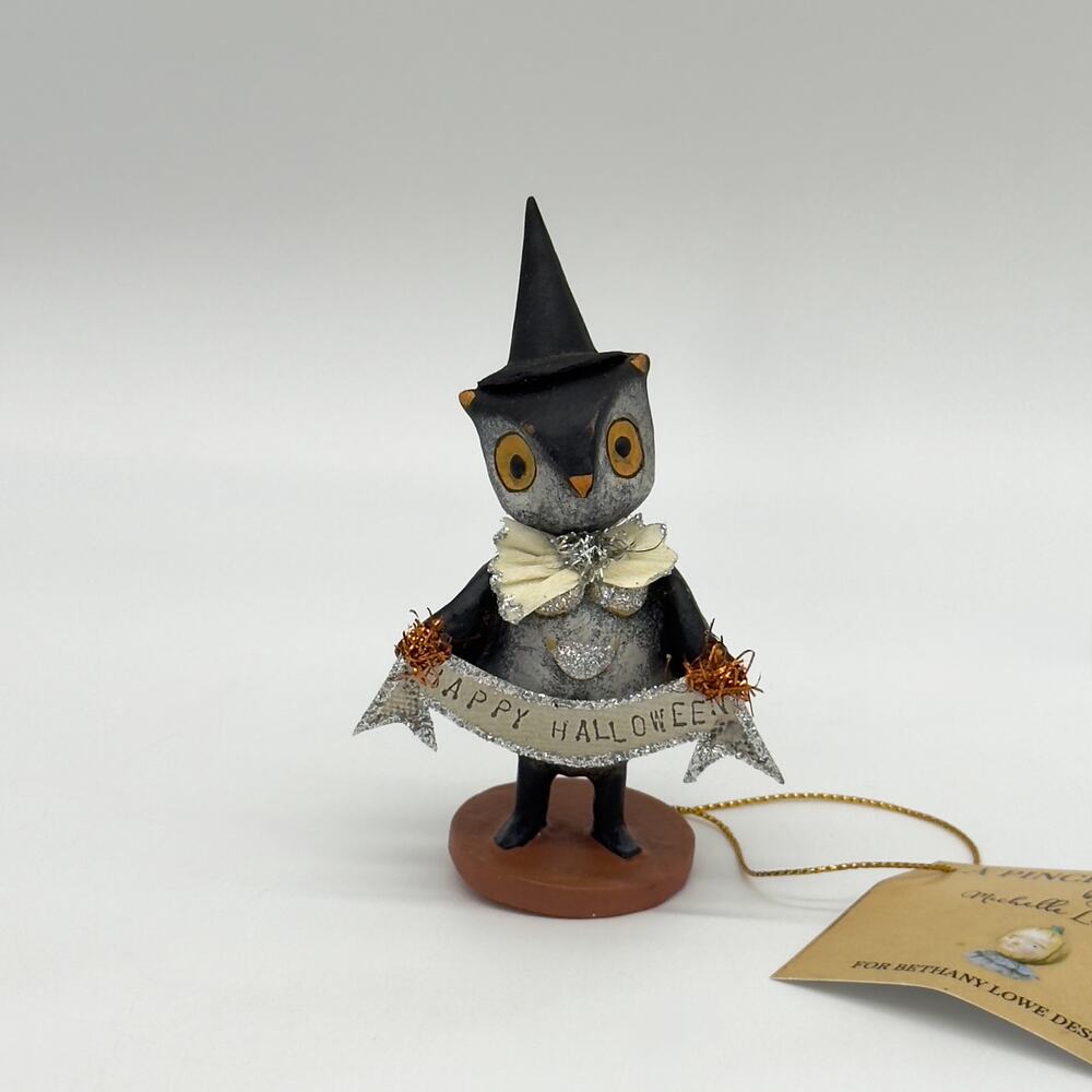 Bethany Lowe Mini Happy Halloween Owl Figurine 4" NEW